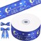 1.5'' 10 Yards Twinkle Twinkle Little Star Baby Shower Ribbon Moon and Star Baby Shower Decorations Gold and Blue Satin Ribbon for Wreath Crafts Cake Birthday Party Wedding Gift Wrapping